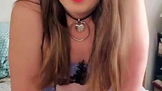 brunette tranny humps pillow in solo action.