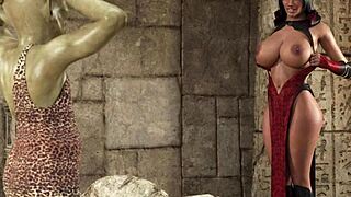 selena shows off big tits in egyptian setting