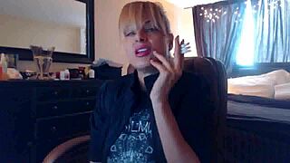 Blonde Sandi Smoking Three Brown Cork Cigarettes While Squirting Fetishly