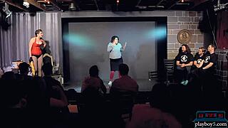 Watch this femdom fetish comedy show with 50 shades of improvising