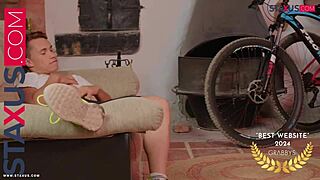 Two beautiful cyclists ride hard after a good time