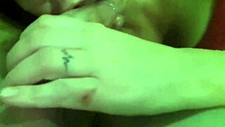 my wiffe gives a wet blowjob and cums on her small tits at the end