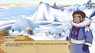 Avatar trainer features bisexual scenes with bent over positions and tongue play