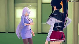 Akeno guards the door while I screw Kuroka in Dxd Ntr fantasy