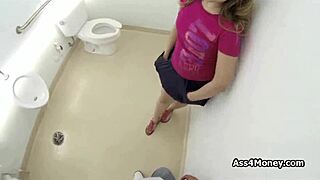 Broke teen shifts from payphone to sucking cock in public pov.