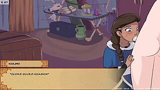 Sloppy blowjob on big tits in 4 elements trainer