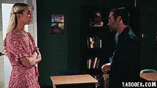 Lana Sharapova stays behind for prom committee, unaware of a secret stalker in classroom