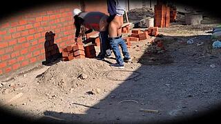 Watch the security camera catch engineer Nataly bent over for gay blowjob!