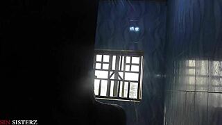 Old Comedy Man Sneaks to Bathroom to Bang Wife While Husband Sleeps in Same Room. Asian Amateur Gets Bent Over in Wild Doggy.