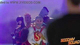 Superhero squad of gay anime characters indulge in oral sex and analingus