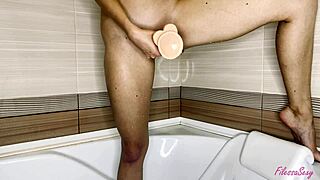 omg, this cute babe’s dildo play in the bathroom is wild!