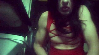 Watch this tranny bitch get a huge cumshot after anal assfucking!