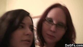 Two teen lesbians with small tits play on webcam in bedroom. They giggle and explore.