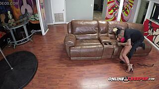 Teen Brandi coerced into sucking Bruno's rough big cock