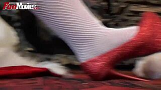 European Fat Babe Masturbates with Dildo in Uniform.