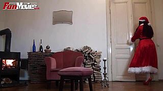 European Fat Babe Masturbates with Dildo in Uniform.