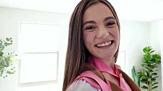 Petite Teen Bent Over for Wet Pussy Creampie as Cum Slut