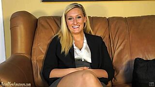 Blonde Whore Endures Casting Cock and Cum Feast