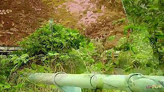 Blonde Lesbians Pound Wet Pussies With Toys Outside!