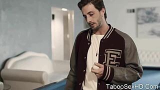 brunette sexy girl fucks football player with teen 18+ blowjob