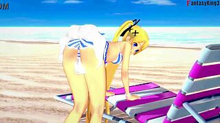 marie rose in bikini sucking on the beach fantasy