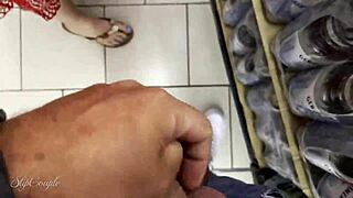 Helping a Guy Get Off in Supermarket. So Risky in Public!