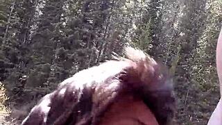 Petite Latina Sucks Huge Cock and Swallows Cum by Riverfront