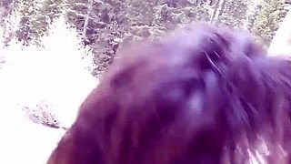 Petite Latina Sucks Huge Cock and Swallows Cum by Riverfront