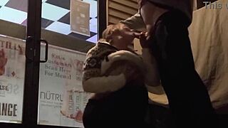 Raw Risky bar blowjob and wild downtown flashing antics