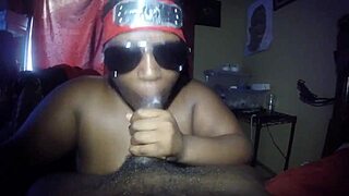 Big black cock gets deepthroat by the nerdy girl