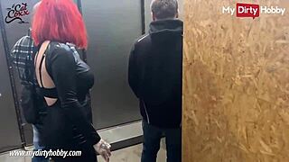 i’m shocked watching this busty redhead jerk hard cocks at a German gloryhole!