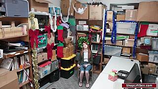 redhead babe drilled by old officer in office