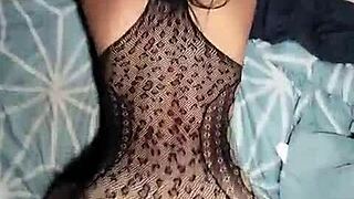 Stunning Brunette with Perfect Ass Wears Lingerie for Amateur Cock Play