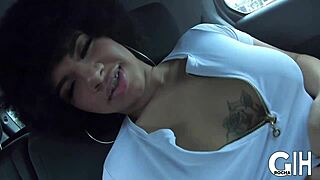 Brazilian latina tattooed babe craves friend in public car