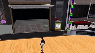 in second life episode 11, young brunette swallows grandpa's creampie after blowjob