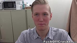 A petite white man with an endearing personality has a sexual experience with a well-endowed black man, who is much larger than him