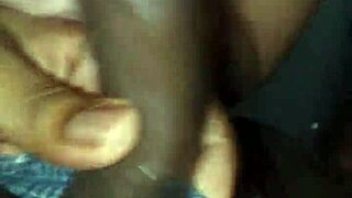 blonde pretty girl sucking big black cock and licking cum