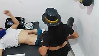it doesn't matter that we're late for the new year's eve party, the masked doctor got seduced by his nurse for office sex.