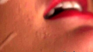 Frisky doll gets a massive cumshot on her face, swallowing every drop.