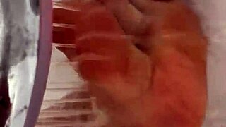 Hungarian babe removes nylon for shower footjob?