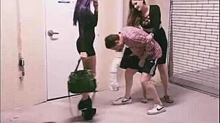 Two Goddesses Amadahy and Miskha Kick Andrea Dipre’s Balls Hard