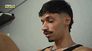 the brazilian kid has a massive cock ready to go. young gay stud gets a tasty blowjob preview in bareback action.