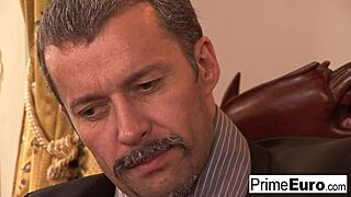 Euro Slut Gets Fucked Hard In A Wild Cumshot Scene After Blowjob.