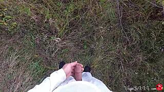 Kitty Sucks Off a Stranger Outdoors Before Hard Doggystyle Pounding in Public.