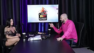 Paulo Avelar and Victoria Beatriz stun in sheer red at hot cast.