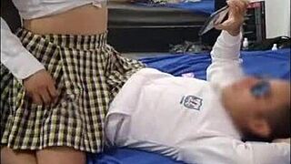 hey, this student bangs her teacher for top grades, loving his athletic body and rumored huge dick