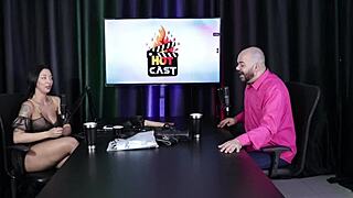 Paulo Avelar and Victoria Beatriz stun in sheer red at hot cast.