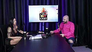 Paulo Avelar and Victoria Beatriz stun in sheer red at hot cast.