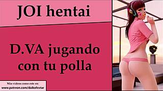 D VA teases to play with your cock in Spanish joi