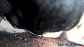 Gay Latino gives intense blowjob for facial